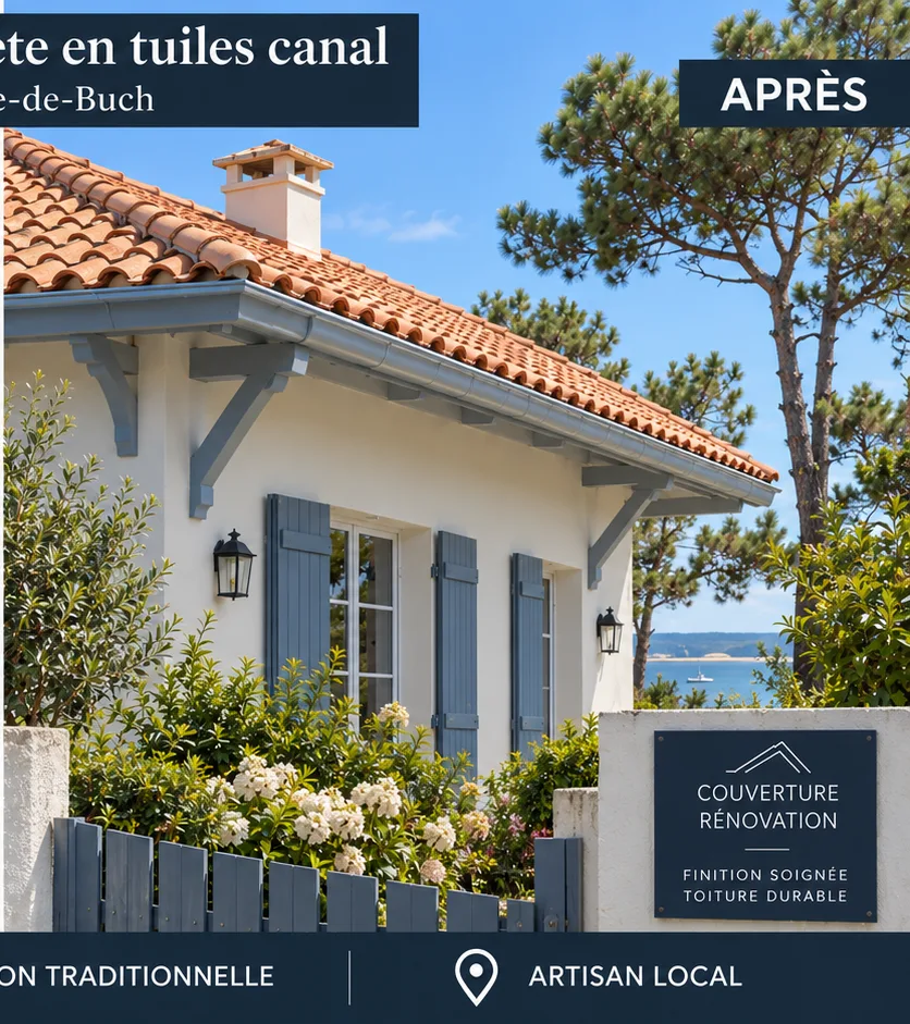 Toiture en tuiles canal neuve après rénovation par un couvreur à La Teste-de-Buch